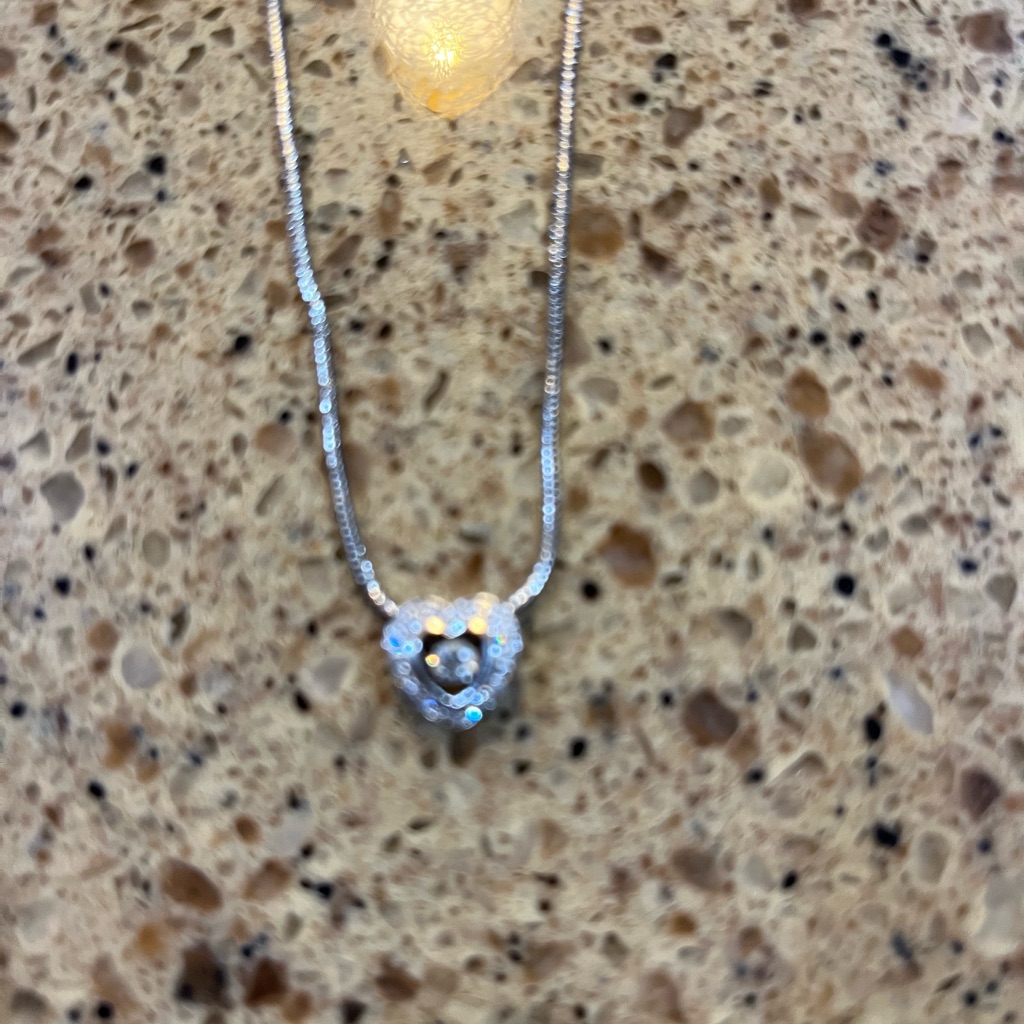 Delicate Silver Necklace With Heart Pendant And Blue Stone